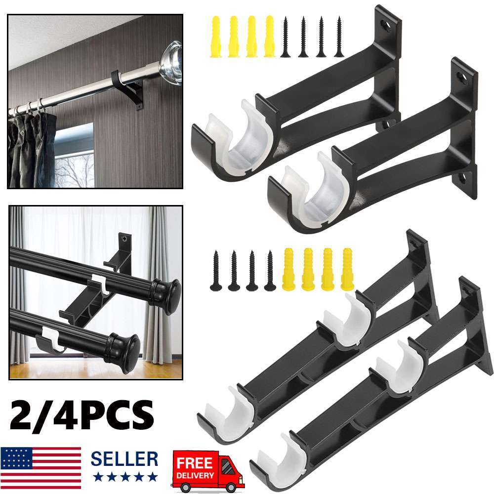 Curtain Pole Single/Double Rod Brackets Window Holder Aluminum Alloy Hardware