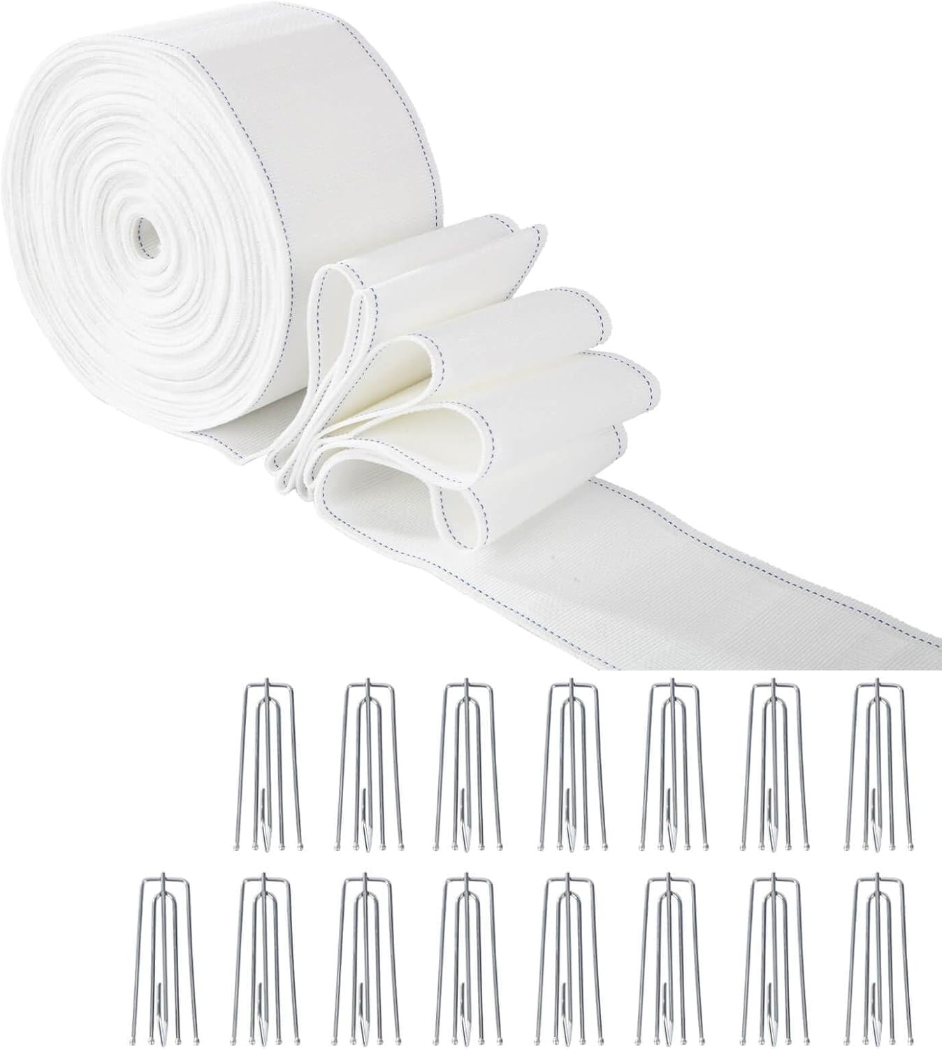 Curtain Pleat Tape 6.56Yards/6Meters with 15 Stainless Steel 4 Prongs Hooks U…