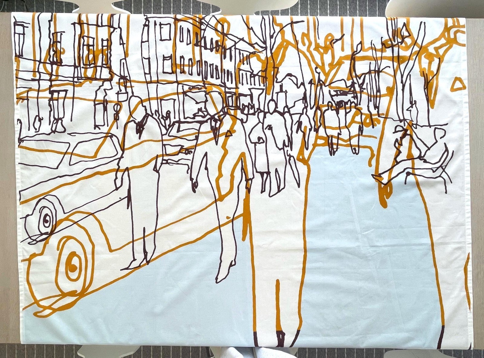 Marimekko Fabric Panel, Urban Line Art Curtain or Wall Art