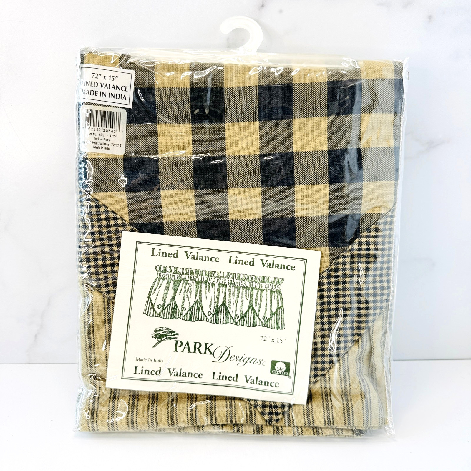 💠 Park Designs York Navy Point Lined Valance Curtain 72″ x 15″ Country Primitiv
