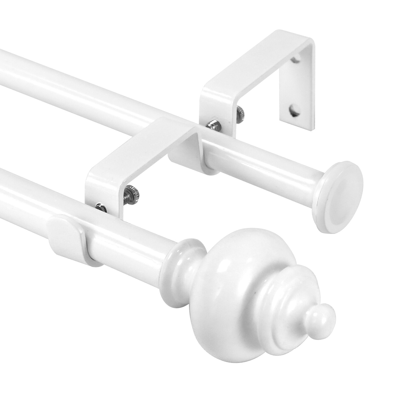 5/8″ Round Urn Adjustable Double Drapery Curtain Rod, 28″-48″/48″-84″,84″-120″