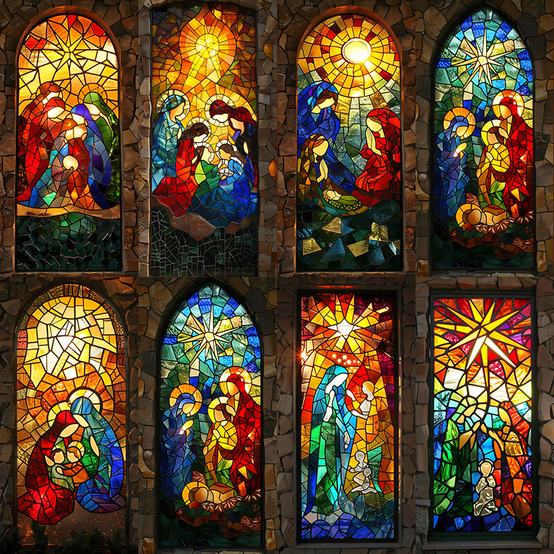 Retro Stained Glass Window Film Privacy Self-Adhesive Window Sticker Frosted NEW