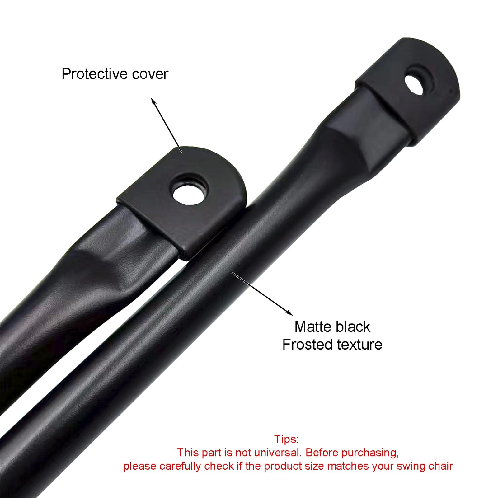Timyrimy 28″/71cm Garden Swing Replacement Bars, Matte Black Metal Round Rods