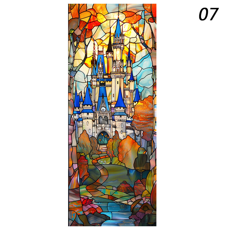 Retro Stained Glass Window Film Privacy Self-Adhesive Window Sticker Frosted NEW