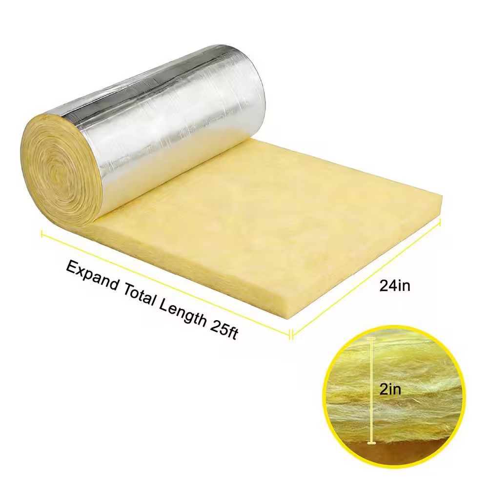 24 In. X 25 Ft. Aluminum Foil Fiberglass Insulation Radiant Barrier for Outdoor/