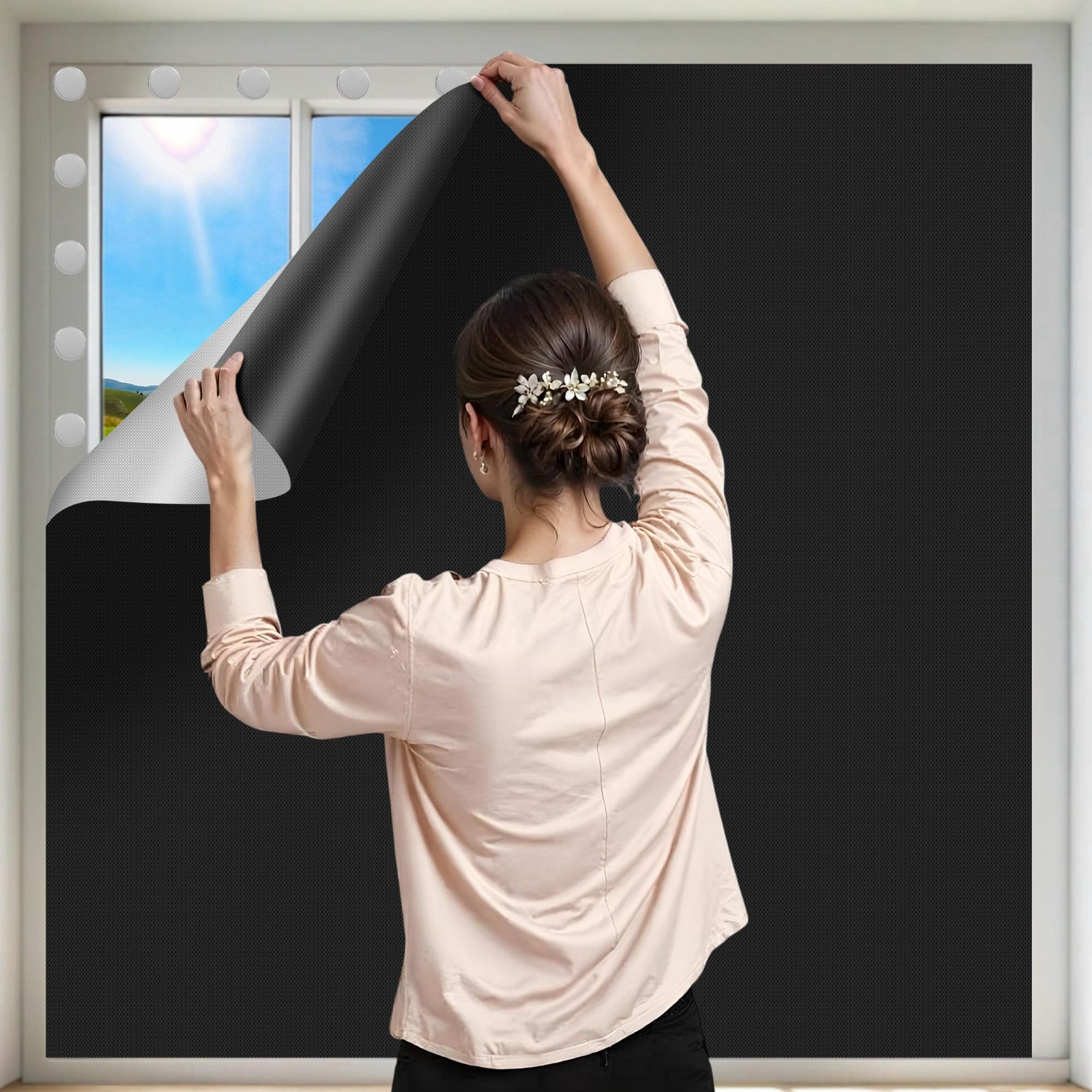 Black Out Window Cover Portable Blackout Curtain for Bedroom Blackout Blinds
