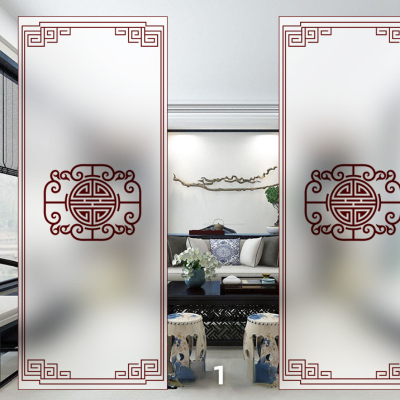 1X Chinese Style Frosted Window Film Static Cling Glass Sticker Retro Home Decor