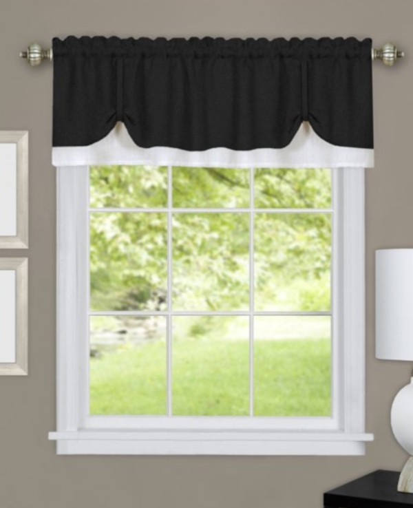 Darcy Window Light Filtering Curtain Valance – 58″ x 14″- Black/White