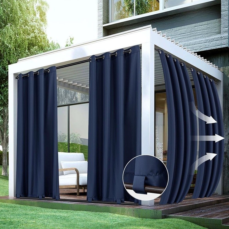 Windproof Outdoor Curtains Waterproof Privacy Panels Balcony Patio Garden Shade