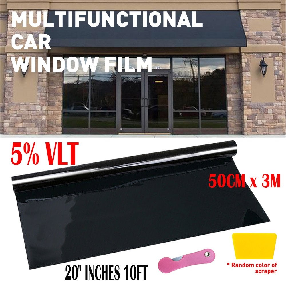 Uncut Roll Window Tint 5% VLT Super Dark Black Film 20″ Inches x 10’Feet Car EOA