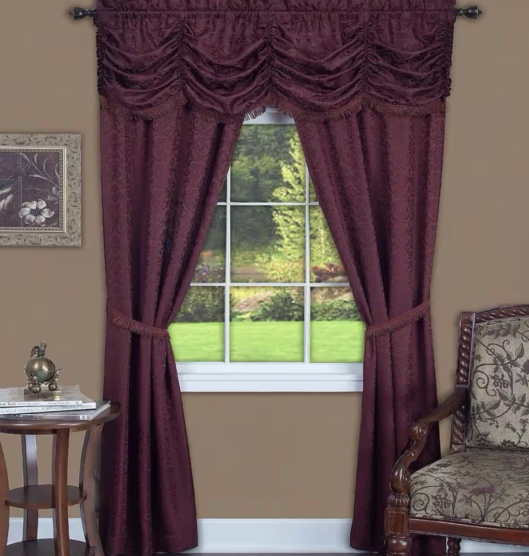 Achim Panache Split Panel 5 Piece Window Set Burgundy – 55” x 63”