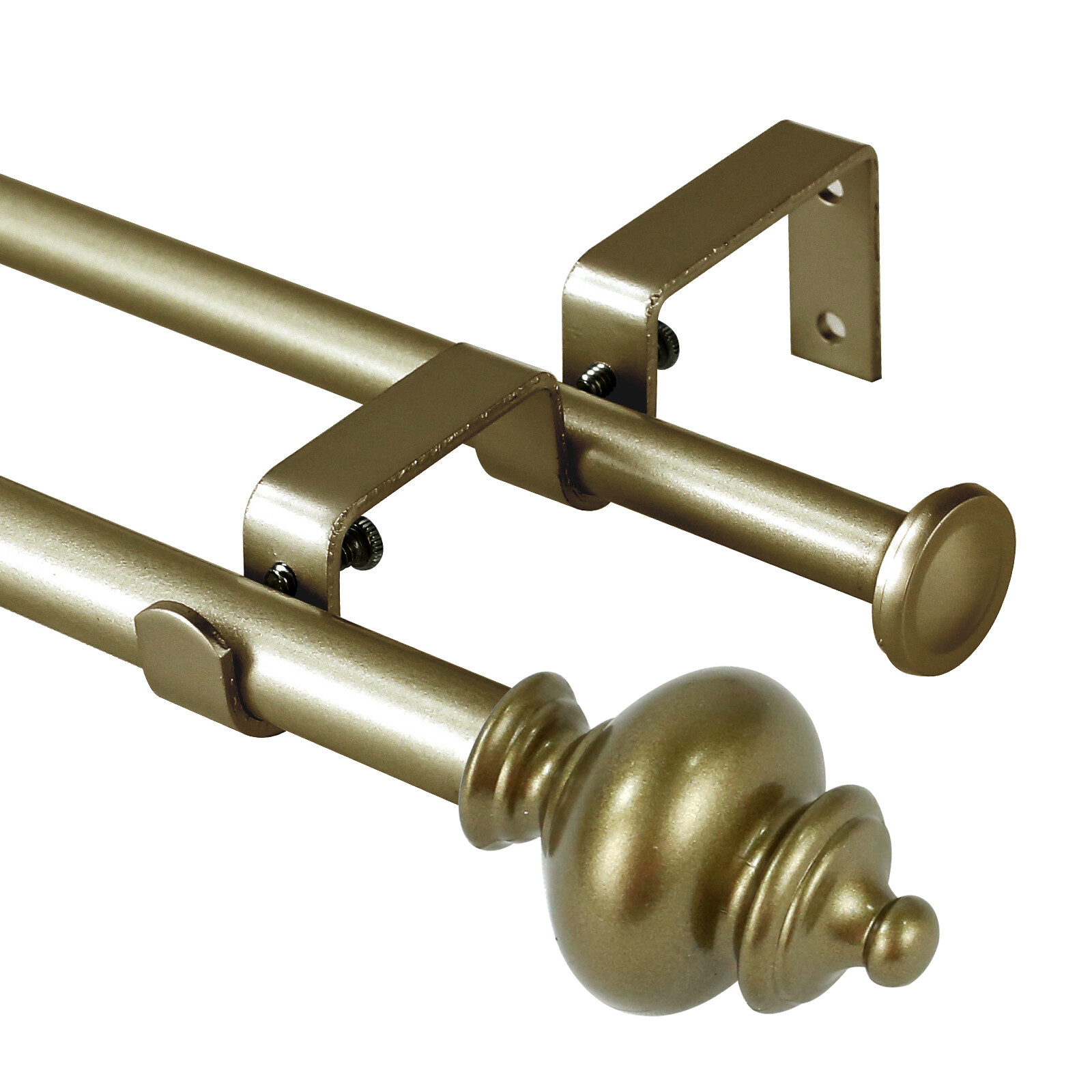 5/8″ Round Urn Adjustable Double Drapery Curtain Rod, 28″-48″/48″-84″,84″-120″