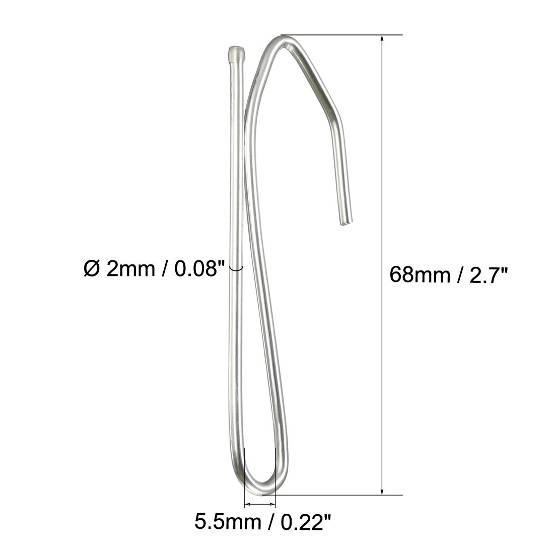 60Pcs Curtain Hooks Pin-On Drapery Hook Zinc Plating Long Shanks 2.7″