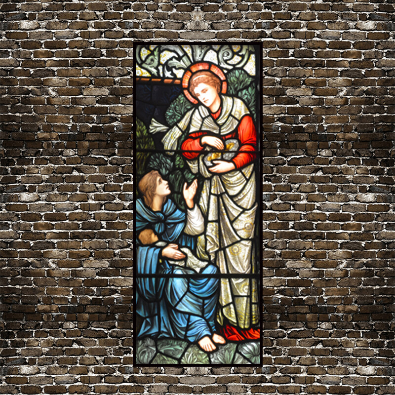 Sticker Window Film Stained vintage Church Glass PVC Self Adhesive Home Decorate