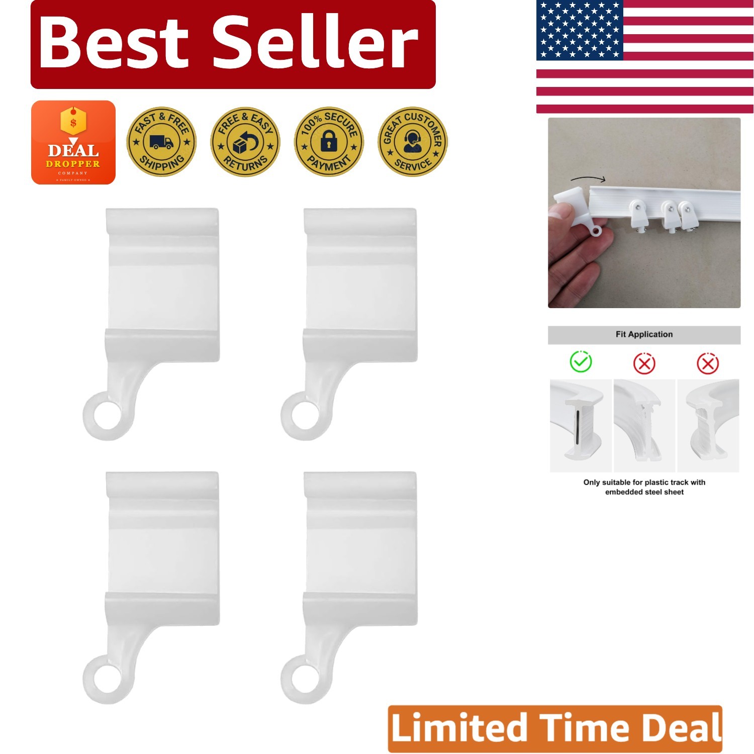 Durable Polyvinyl Curtain Track End Caps – Set of 4 for Easy Installation