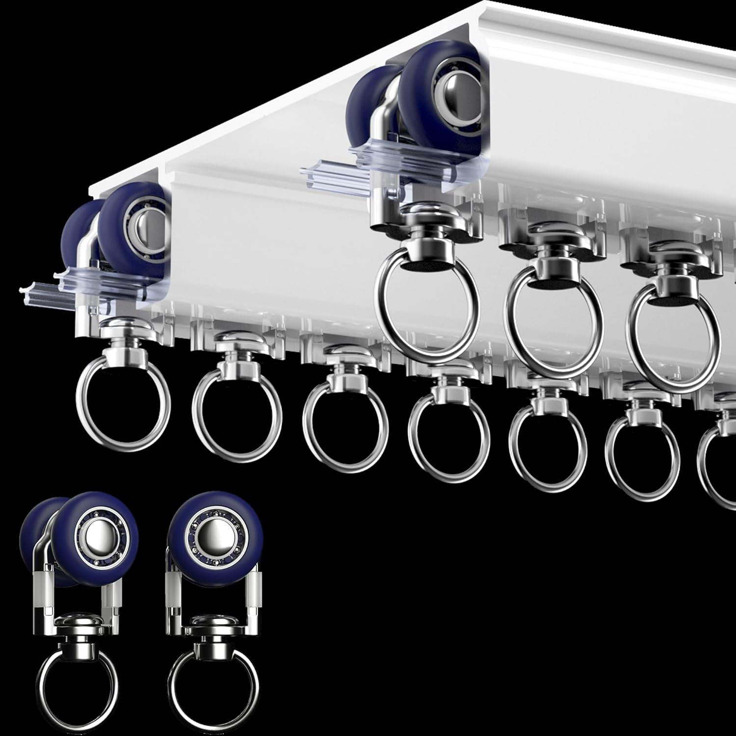 Double Rail Ceiling Curtain Track System – 4.5M White Sliding Drapes