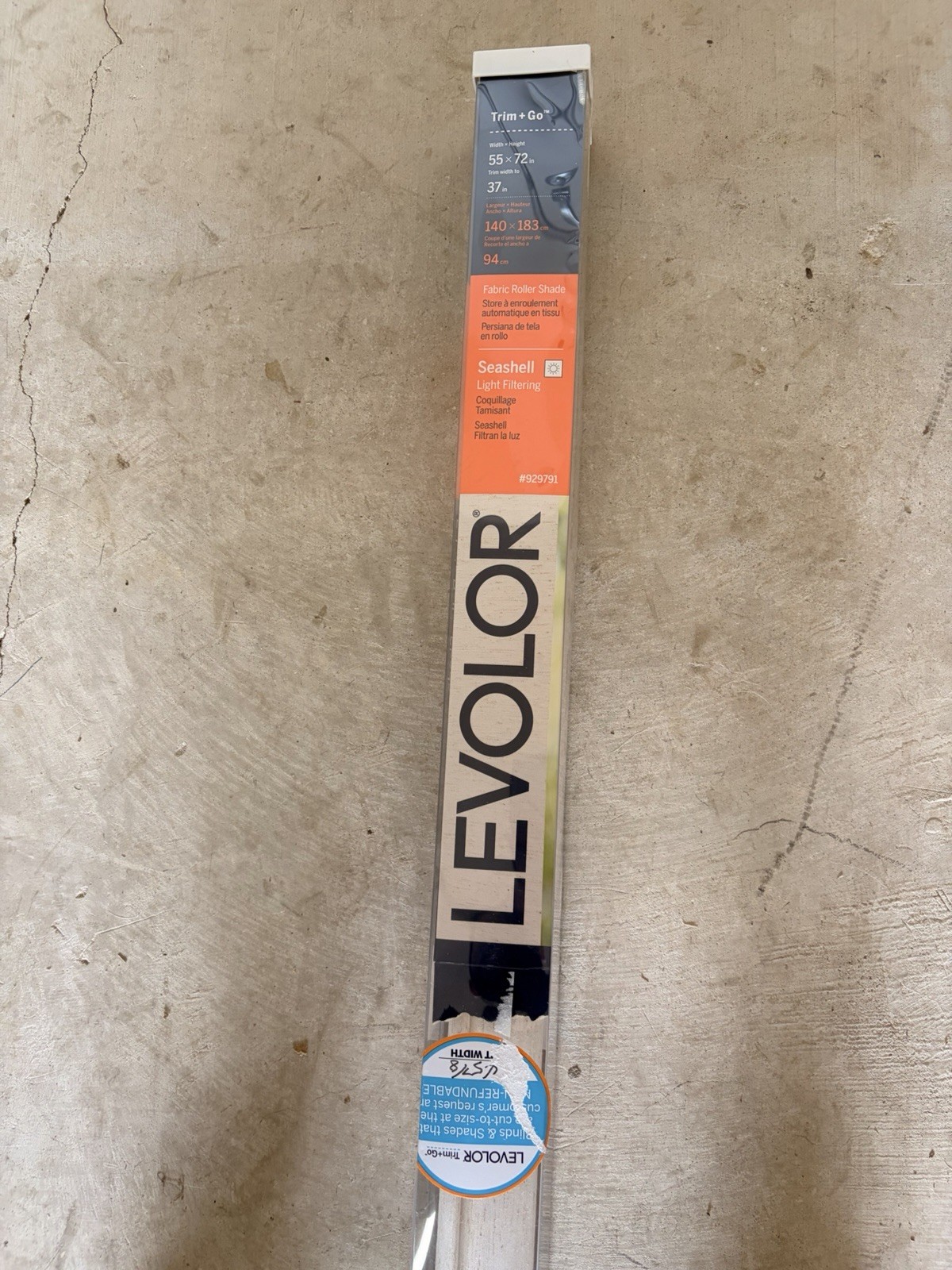 Levolor Trim+Go Fabric Roller Shade 55×72 Seashell Light Filtering