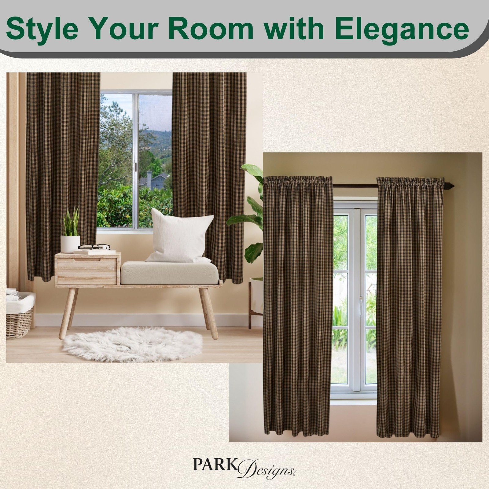Sturbridge Lined Curtain Panel Pair 84″, Black