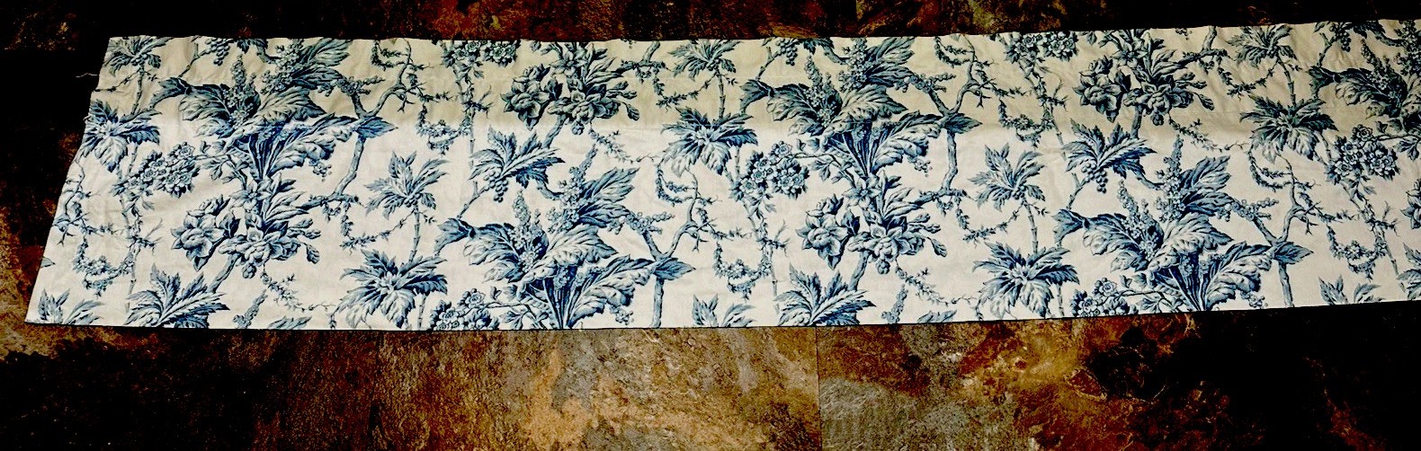 (2) Martha Stewart-Blue & White Floral Toile Valances-Beautiful/Quality-Classic-