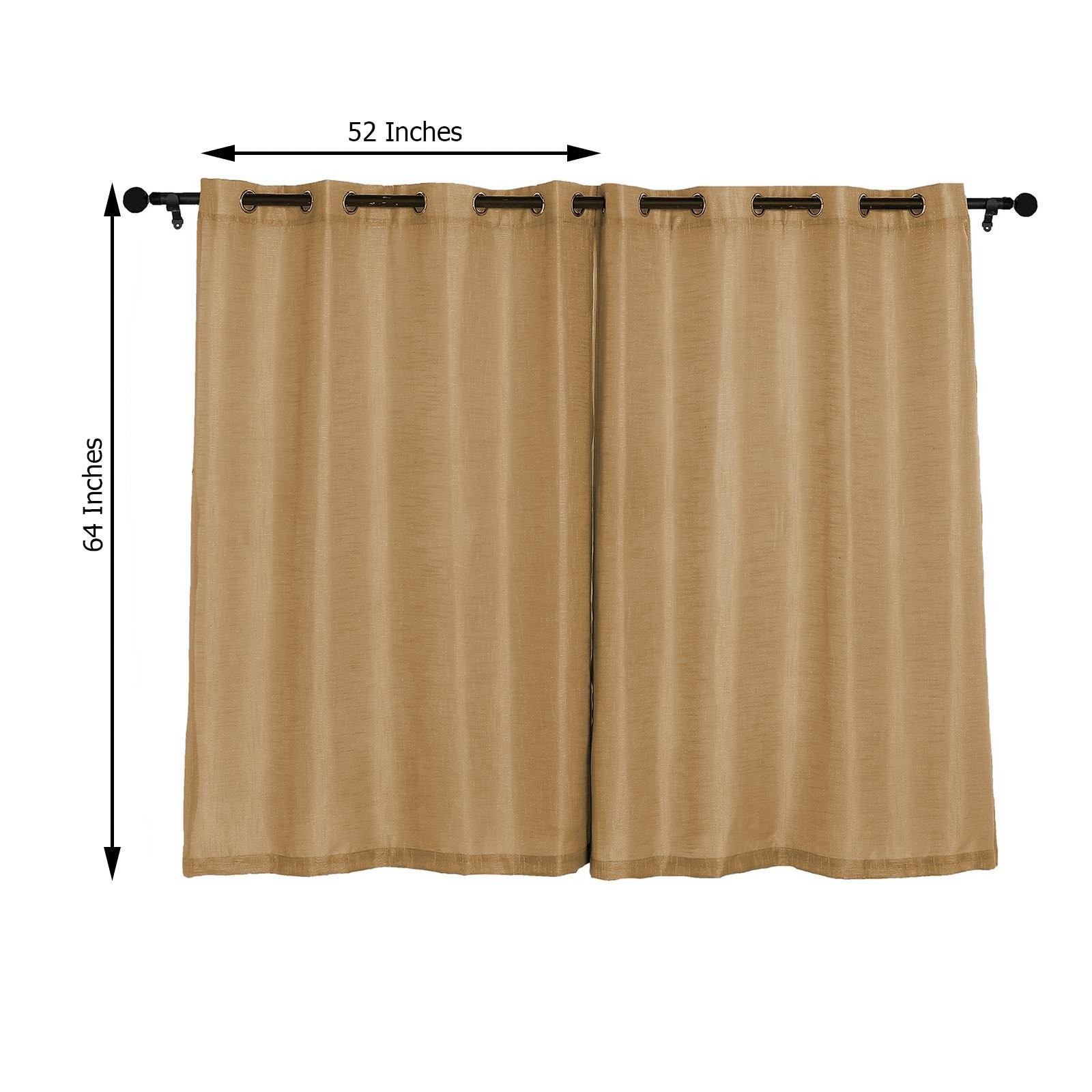 2 NATURAL 52″x64″ FAUX LINEN CURTAINS Chrome Grommets Home Events Decorations