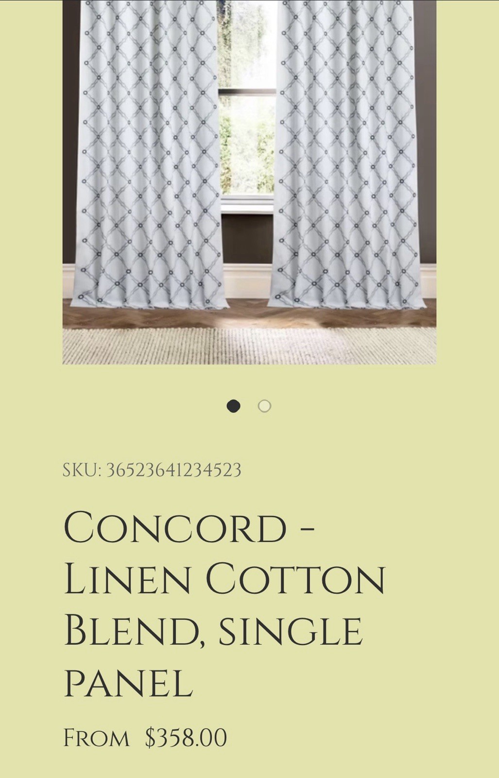 CONCORD – LINEN COTTON BLEND 2 SINGLE PANELS L 108”xW48”