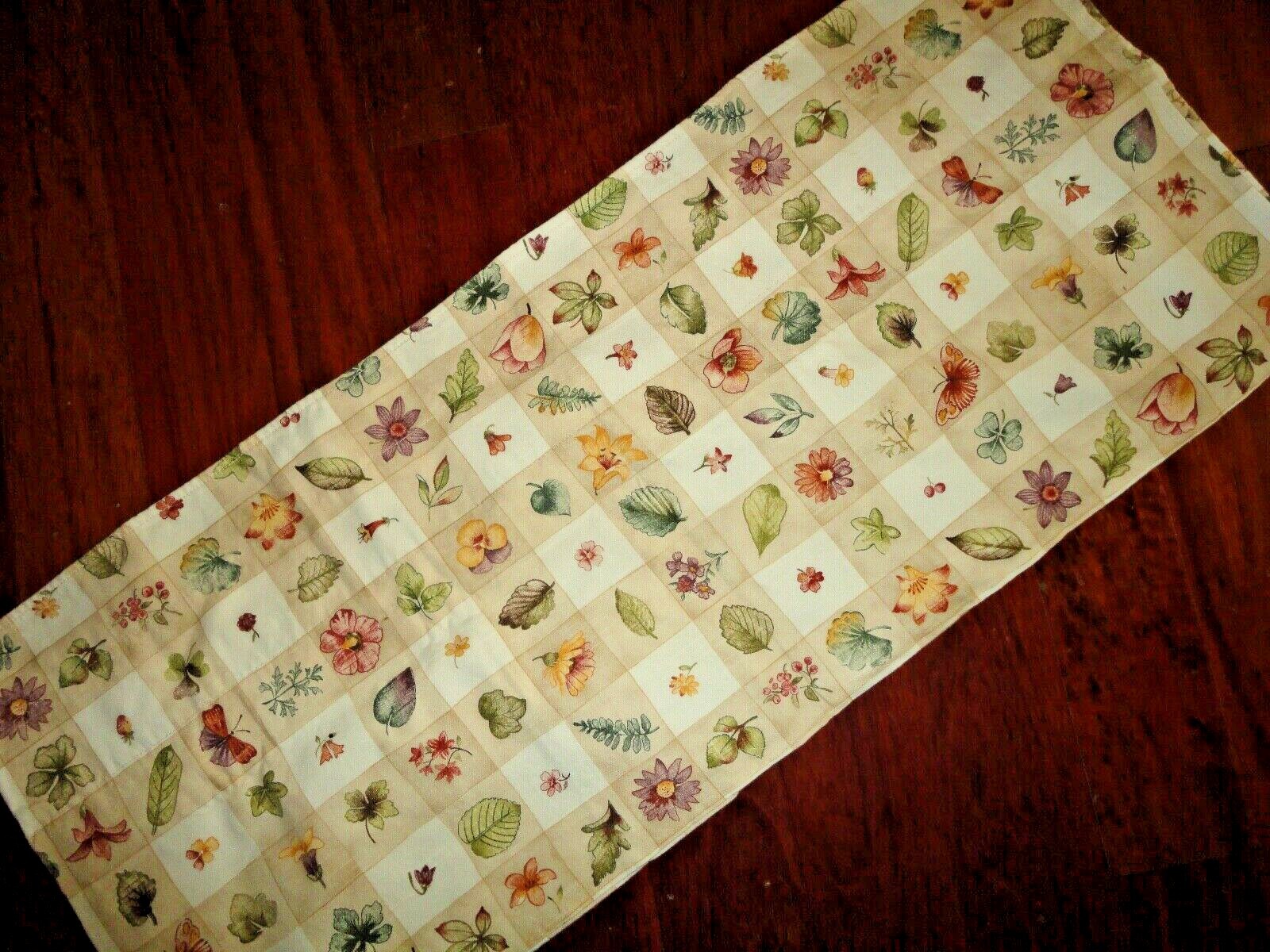 WAVERLY PASTORAL BOTANICAL FERNS LEAVES TAN KHAKI TAILORED (1) VALANCE 16 X 76