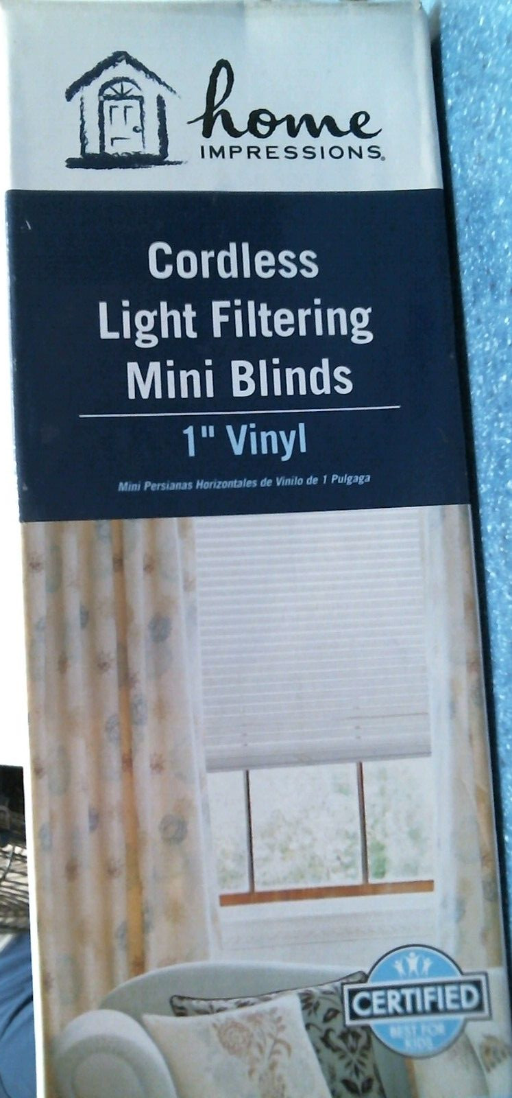 Home Impressions Cordless Light Filtering Mini Blinds, White,30″ X 64″ (60663)FS