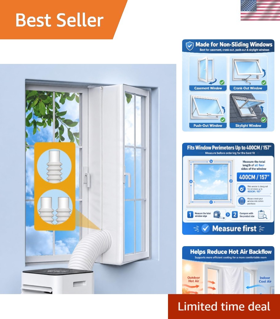 Efficient Portable AC Window Vent Kit – Adjustable for 400CM Casement Windows