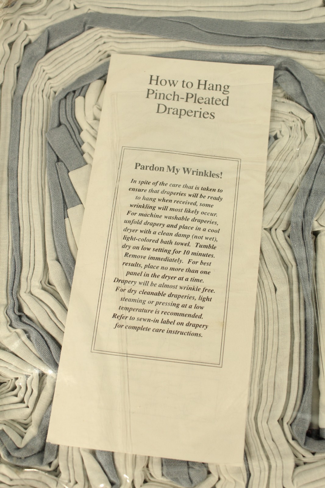 VTG J C PENNEY DELFT BLUE PINCH PLEAT DRAPE, (100″W x 95L”) LINED, NEW ~RAYON
