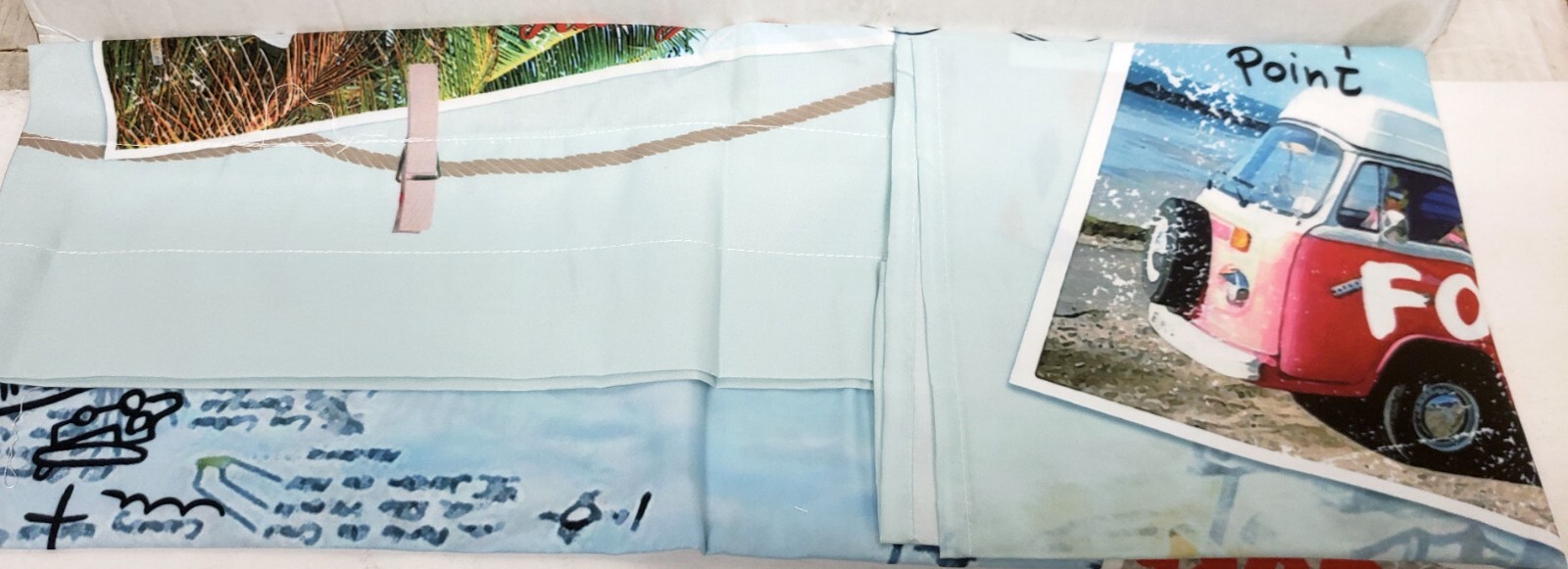 1 Fabric Printed Valance (18″x60″)(no tiers) HUNTINGTON BEACH POSTCARDS, LK