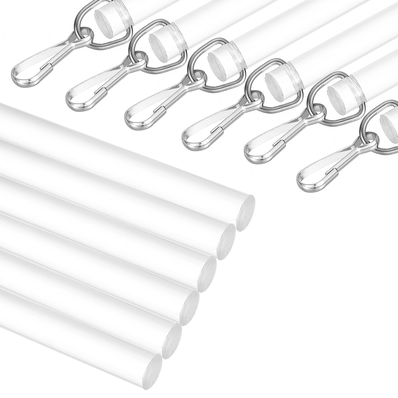 6Pcs 17″ Acrylic Drapery Wand Universal Curtain Pull Rod with Snap Hook Clear