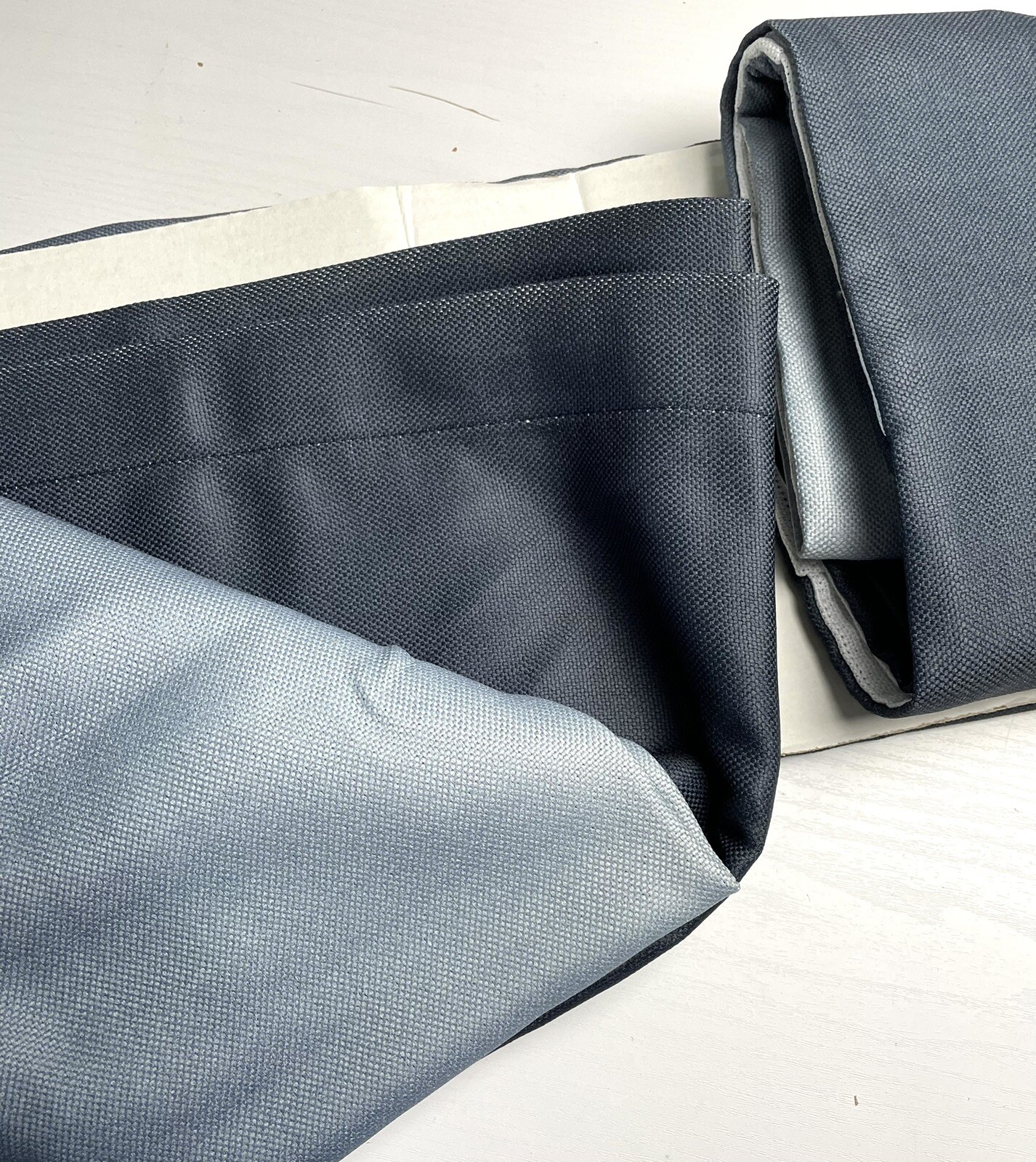 Exclusive Fabrics Furnishings Blackout Faux Linen Curtain 50 x 108 Parallel Blue