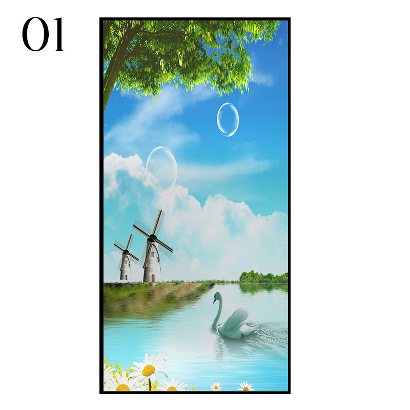 Frosted Window Film Decorative Seaside Scenery Glass Stickers Static NEW
