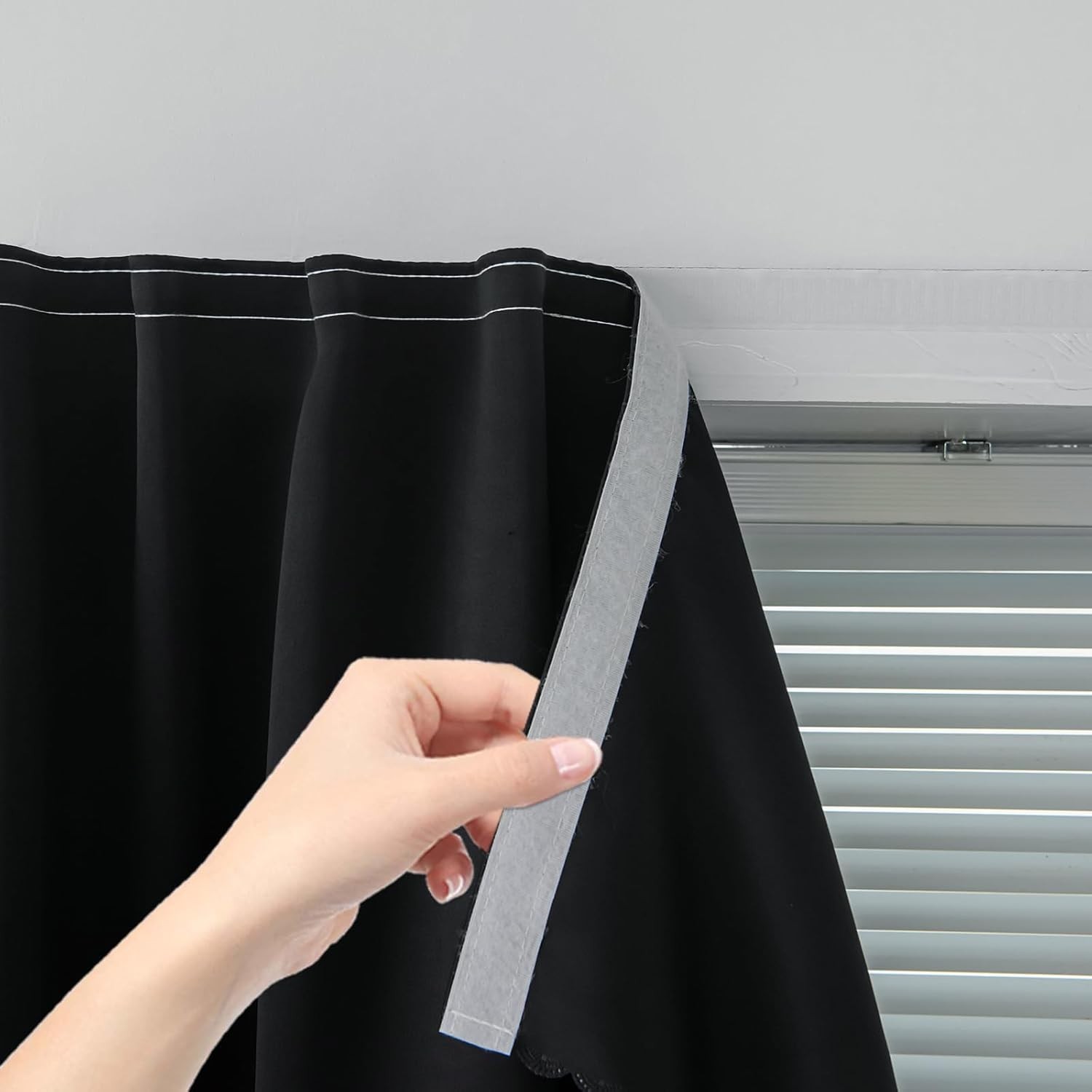 Adhesive Blackout Curtains- Self Stick Shades Window Blinds Curtains No Rod N…