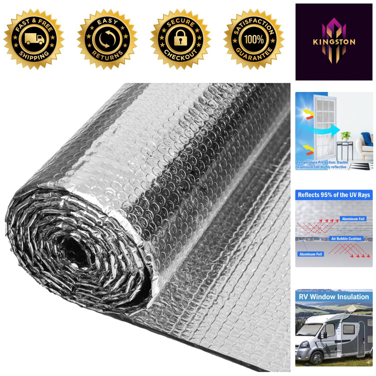 48″ x 10FT Double Reflective Window Insulation for Ultimate Heat Protection