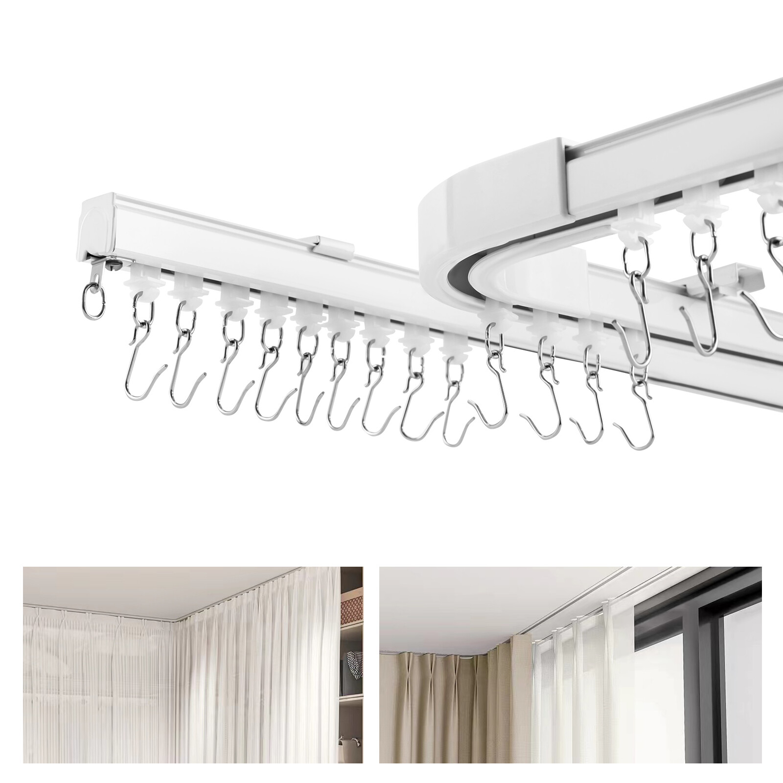 Curtain Track Rail Set For Ceiling Room Divider Privacy 12ft-18ft Heavy Duty