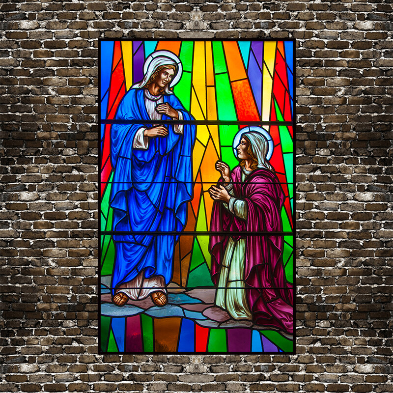 Sticker Window Film Stained vintage Church Glass PVC Self Adhesive Home Decorate