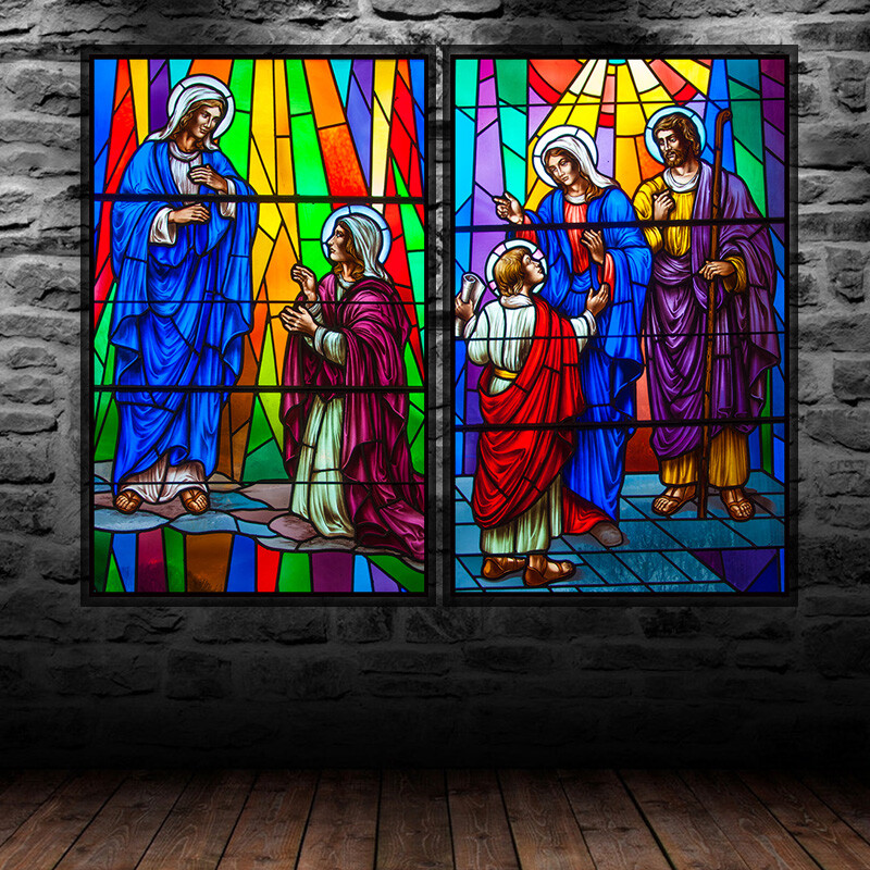 Sticker Window Film Stained vintage Church Glass PVC Self Adhesive Home Decorate
