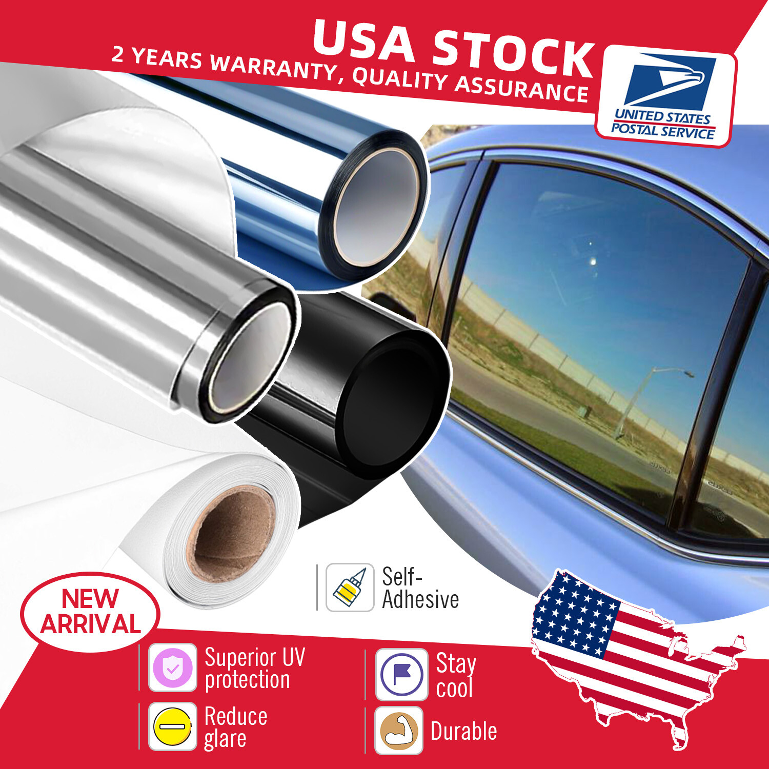 One Way Mirror Window Film Heat UV Reflective Privacy Tint Foil for Home Office